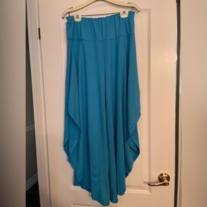 Blue side-slit palazzo pants